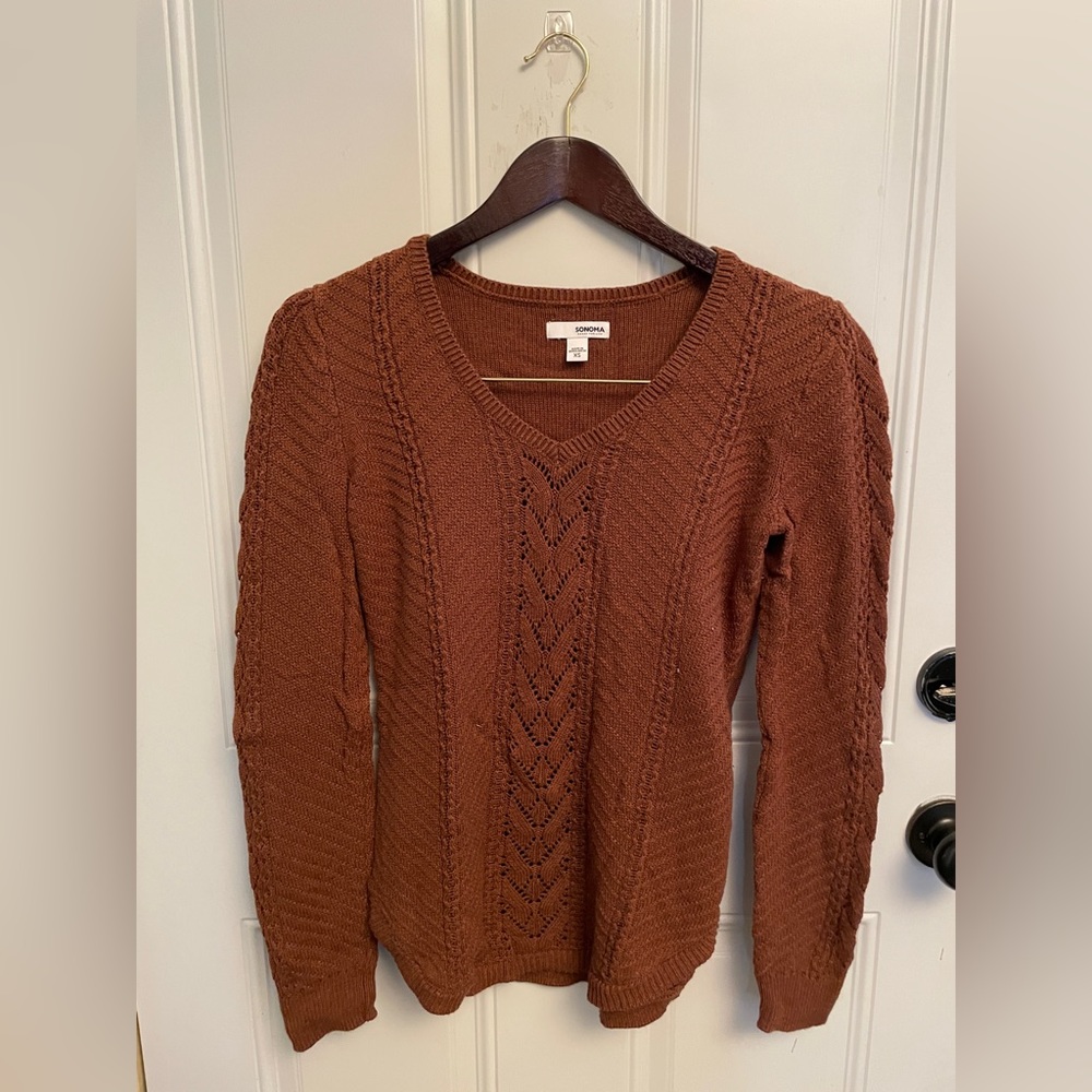 Sonoma Goods For Life Brown Lace Sweater - size XS